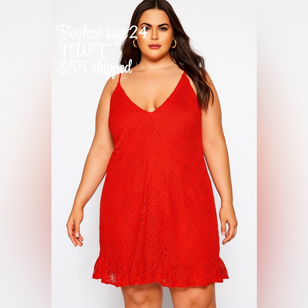 Boohoo Plus Vibrant Red Mini Dress